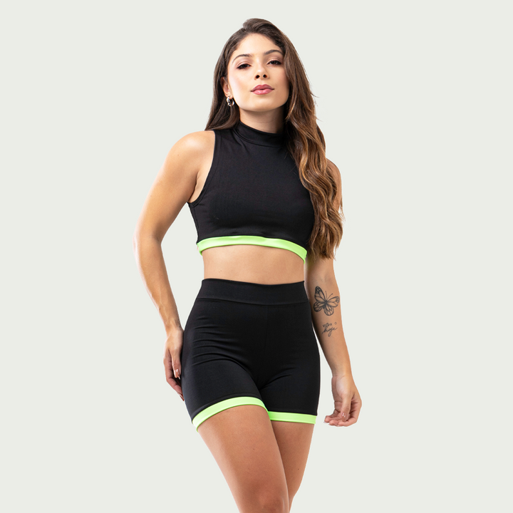 Cojunto Academia Feminino Fitness Gola Alta Verde