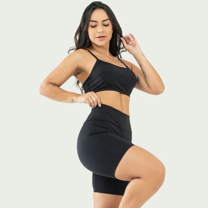 Conjunto Academia Top Alcinha Básico Preto