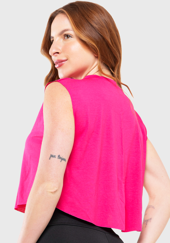 Regata Cropped Feminino Fitness Academia Rosa