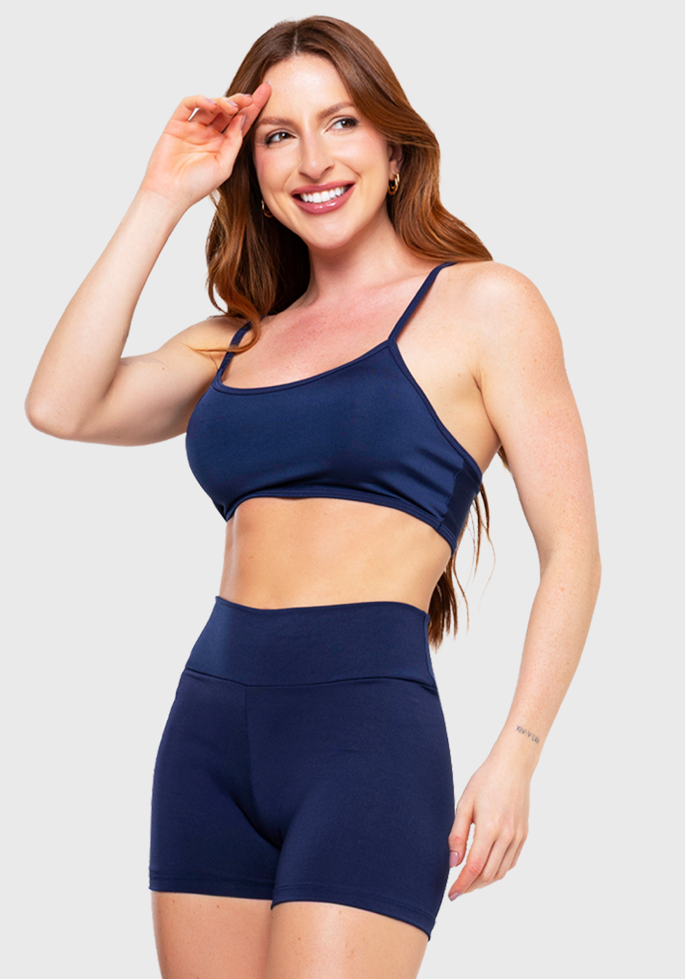 Conjunto Academia Top Alcinha Short Curto Básico Marinho