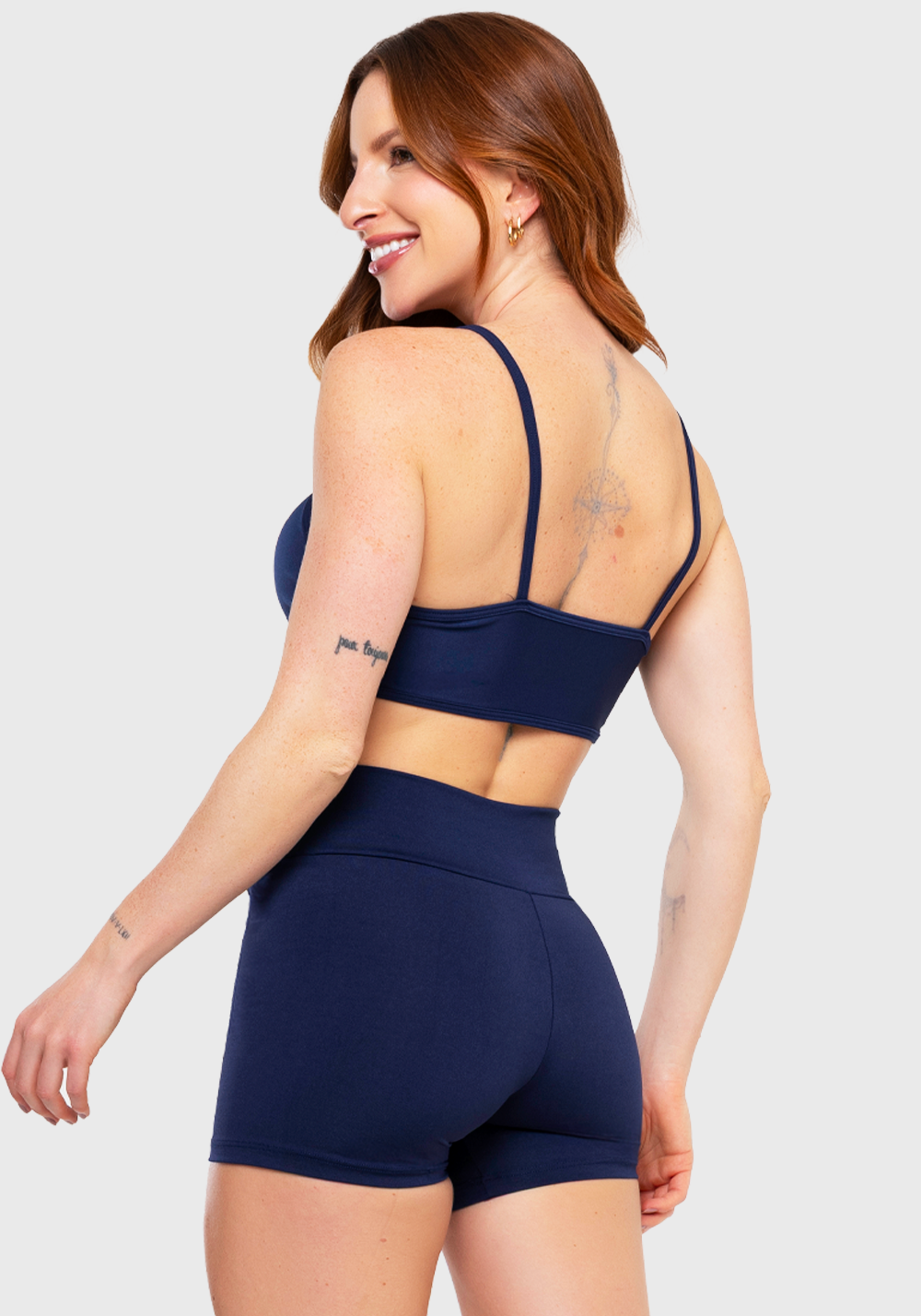 Conjunto Academia Top Alcinha Short Curto Básico Marinho