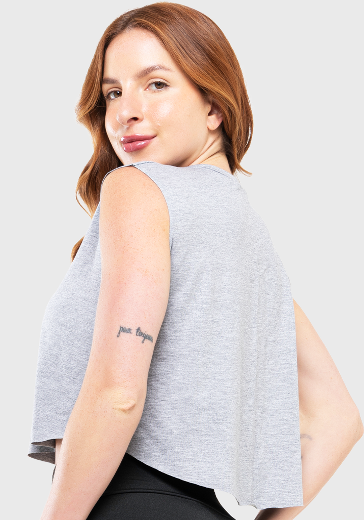 Regata Cropped Feminino Fitness Academia Mescla