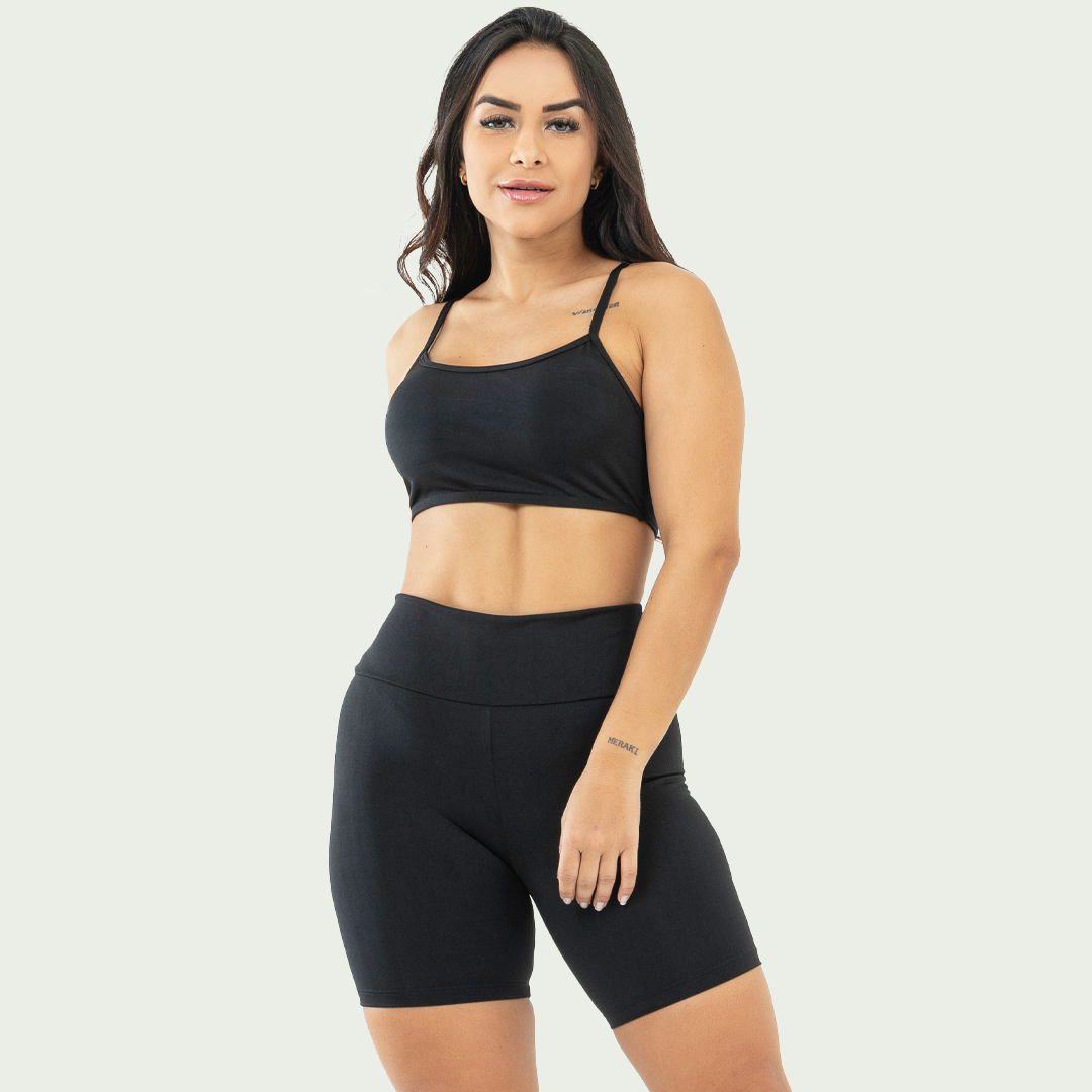 Conjunto Academia Top Alcinha Básico Preto