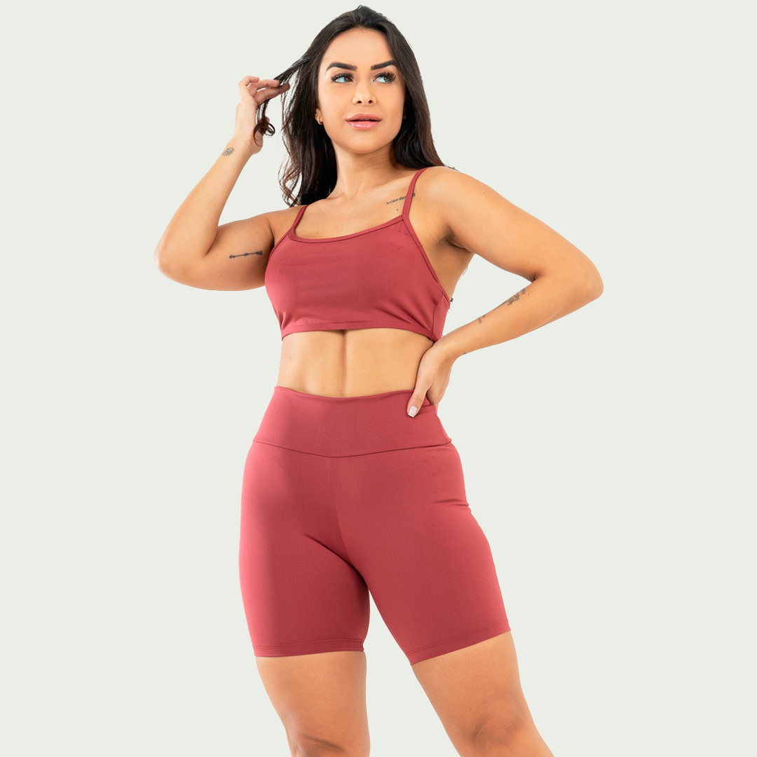 Conjunto Academia Top Alcinha Básico Rubro