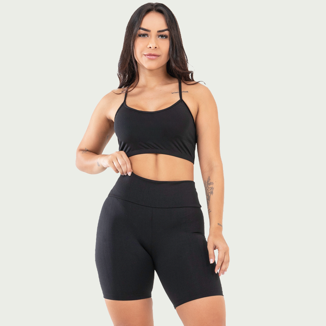 Conjunto Short e Top Nadador Básico Preto