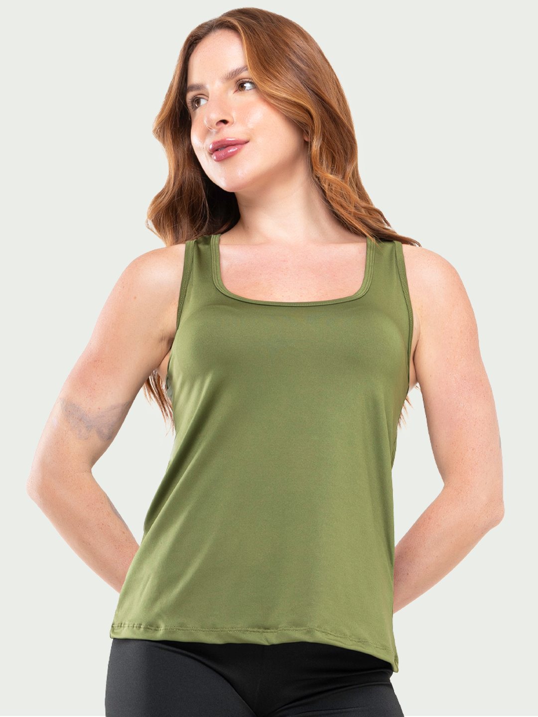 Regata Fitness Nadador Básica Feminina Verde Militar