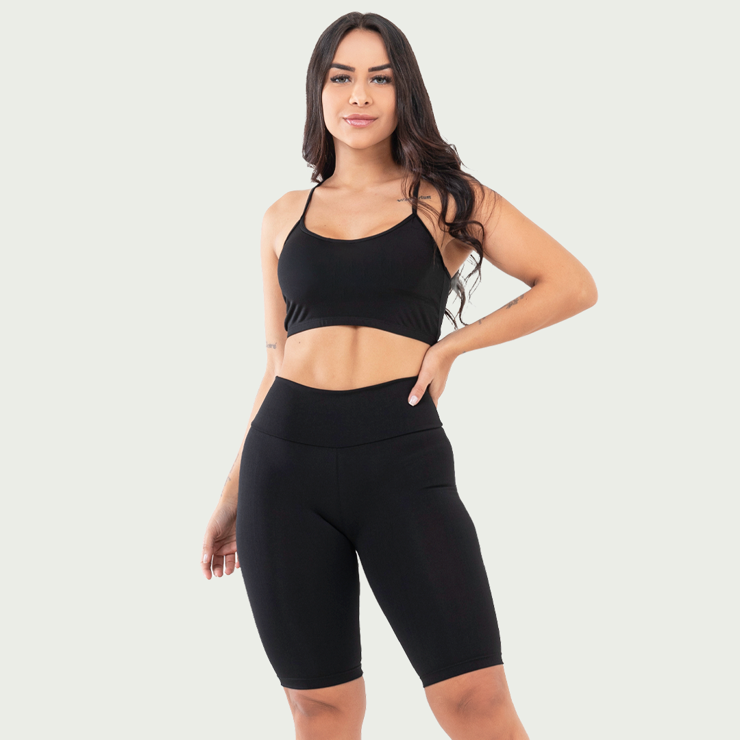Conjunto Bermuda e Top Nadador Básico Preto