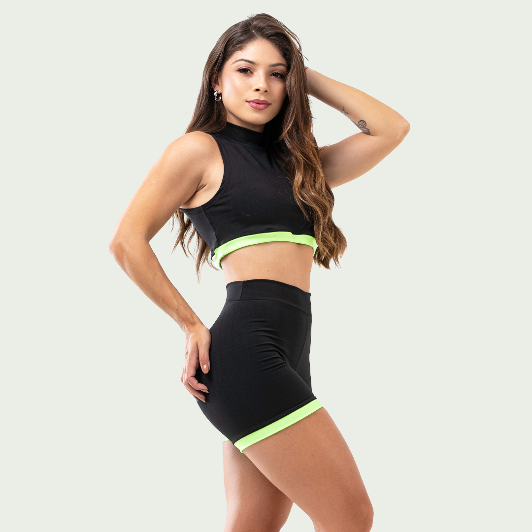 Cojunto Academia Feminino Fitness Gola Alta Verde
