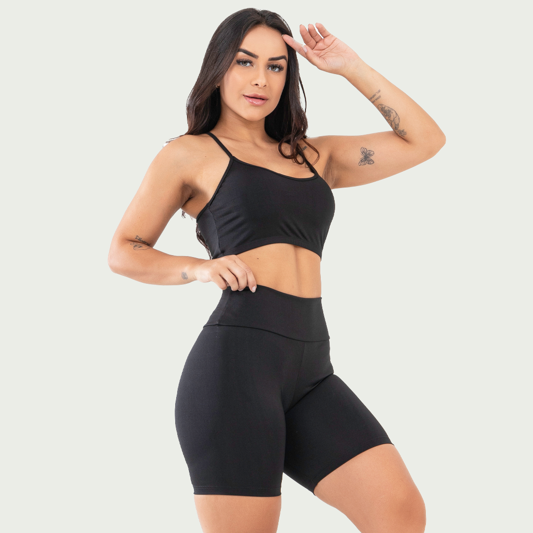 Conjunto Short e Top Nadador Básico Preto