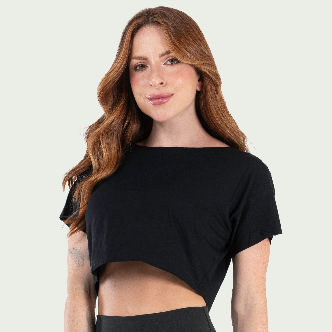 Cropped Feminino Fitness Básico Preto