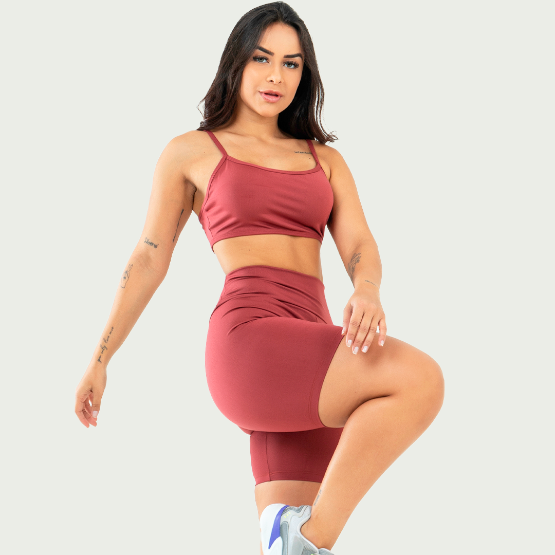 Conjunto Academia Top Alcinha Básico Rubro