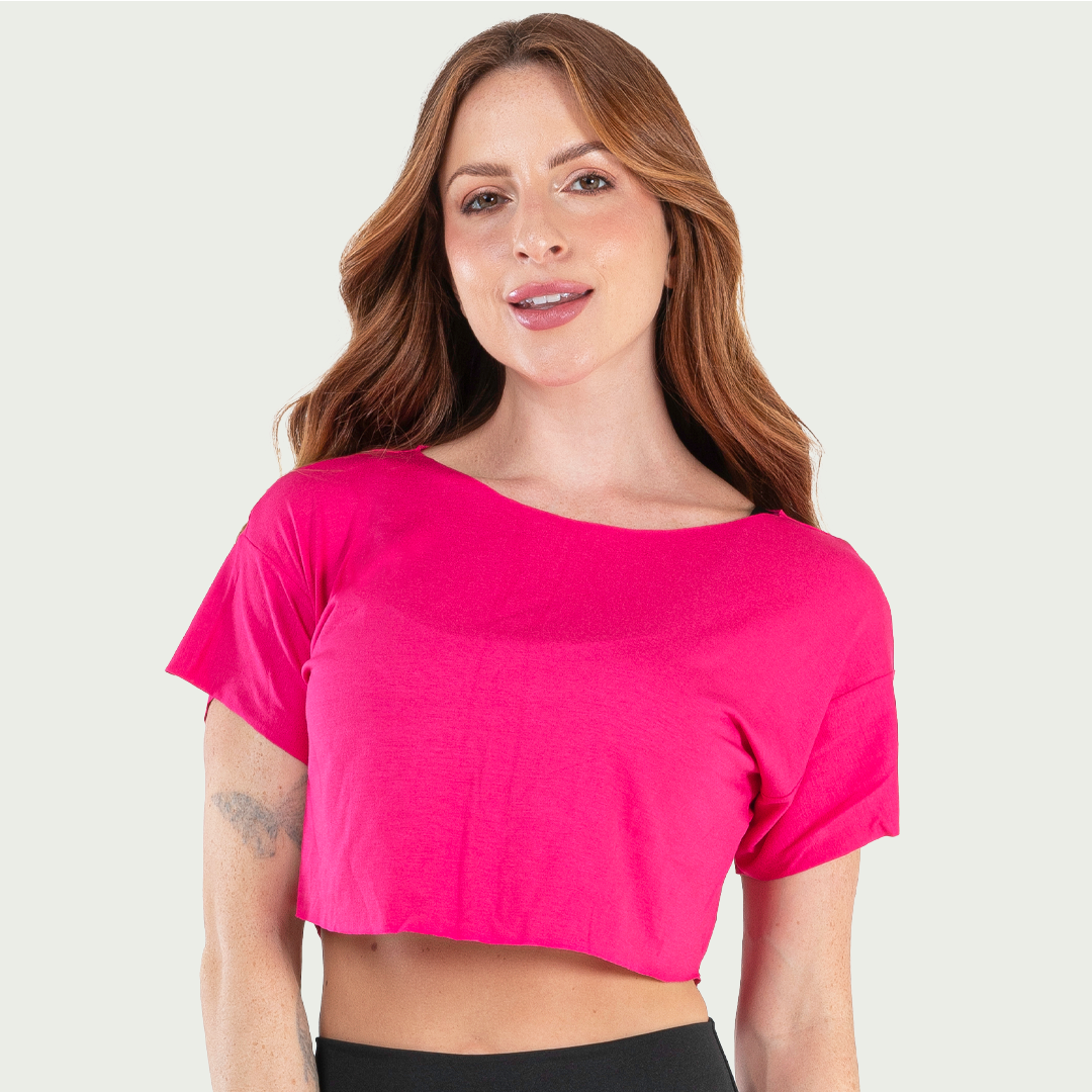 Cropped Feminino Fitness Básico Rosa