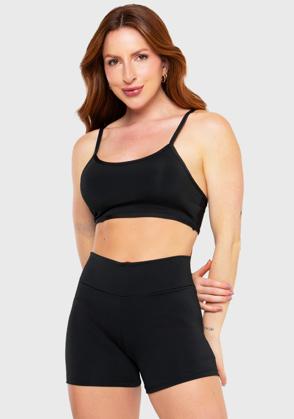 Conjunto Academia Top Alcinha Short Curto Básico Preto