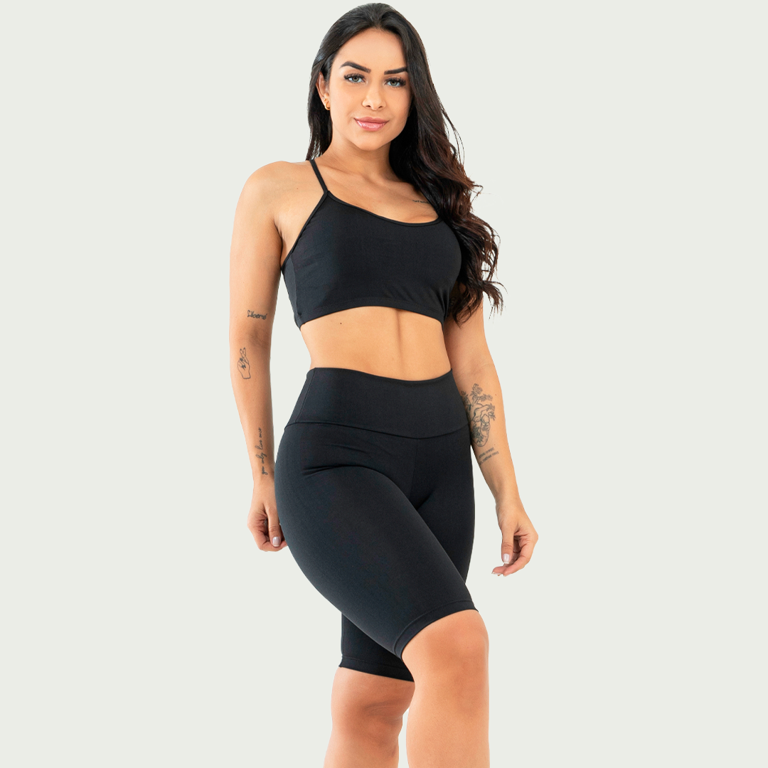 Conjunto Bermuda e Top Nadador Básico Preto