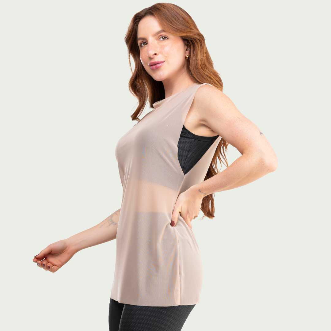 Regata Transparente Tule Feminina Nude