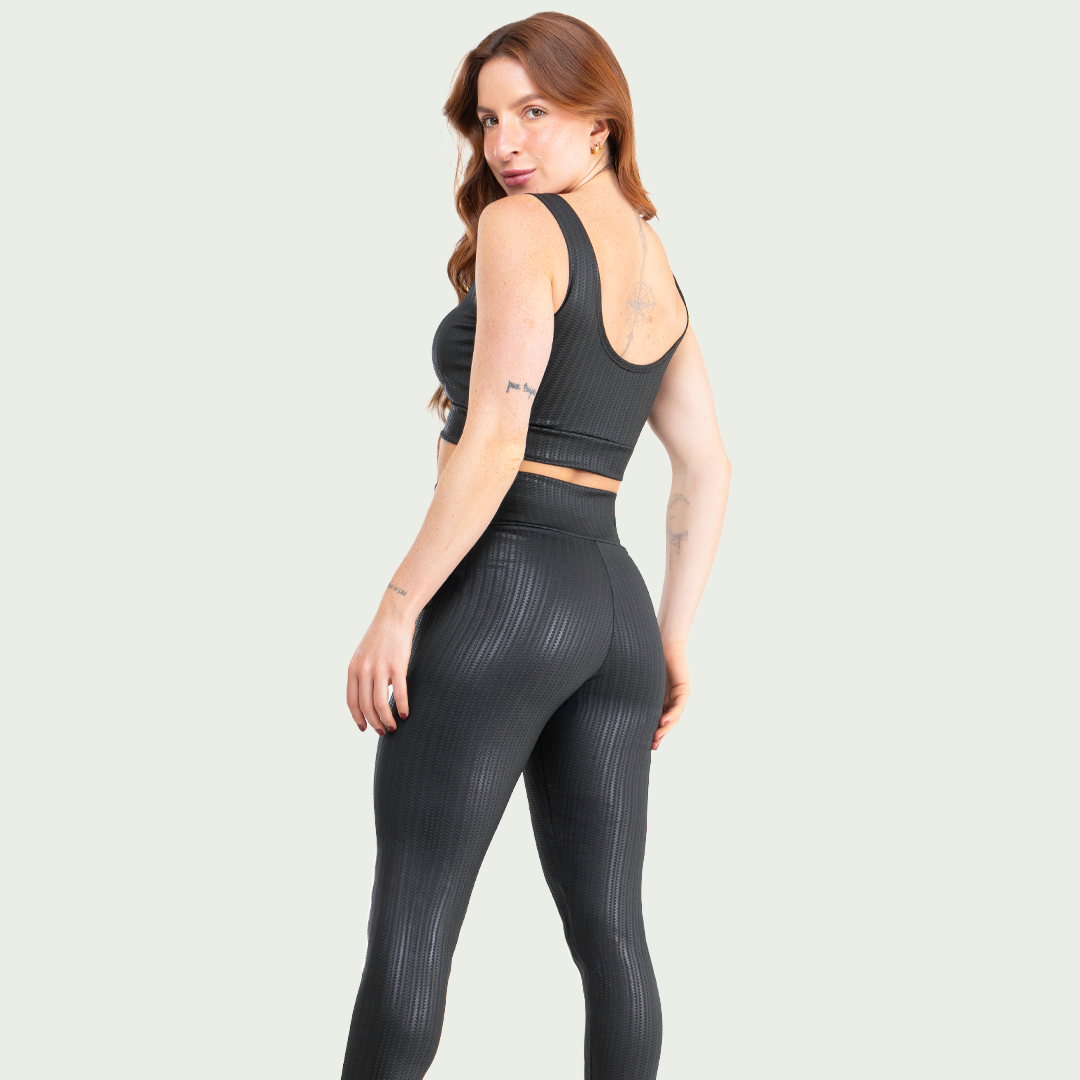 Conjunto Fitness 3D Blackout Academia Feminino Top e Calça