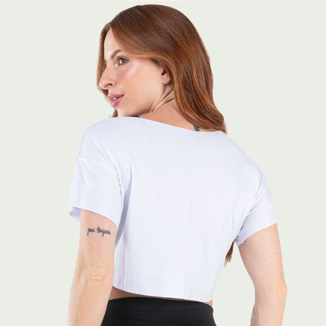 Cropped Feminino Fitness Básico Branco