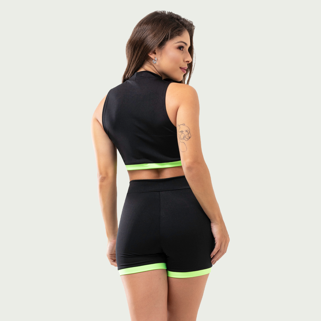 Cojunto Academia Feminino Fitness Gola Alta Verde
