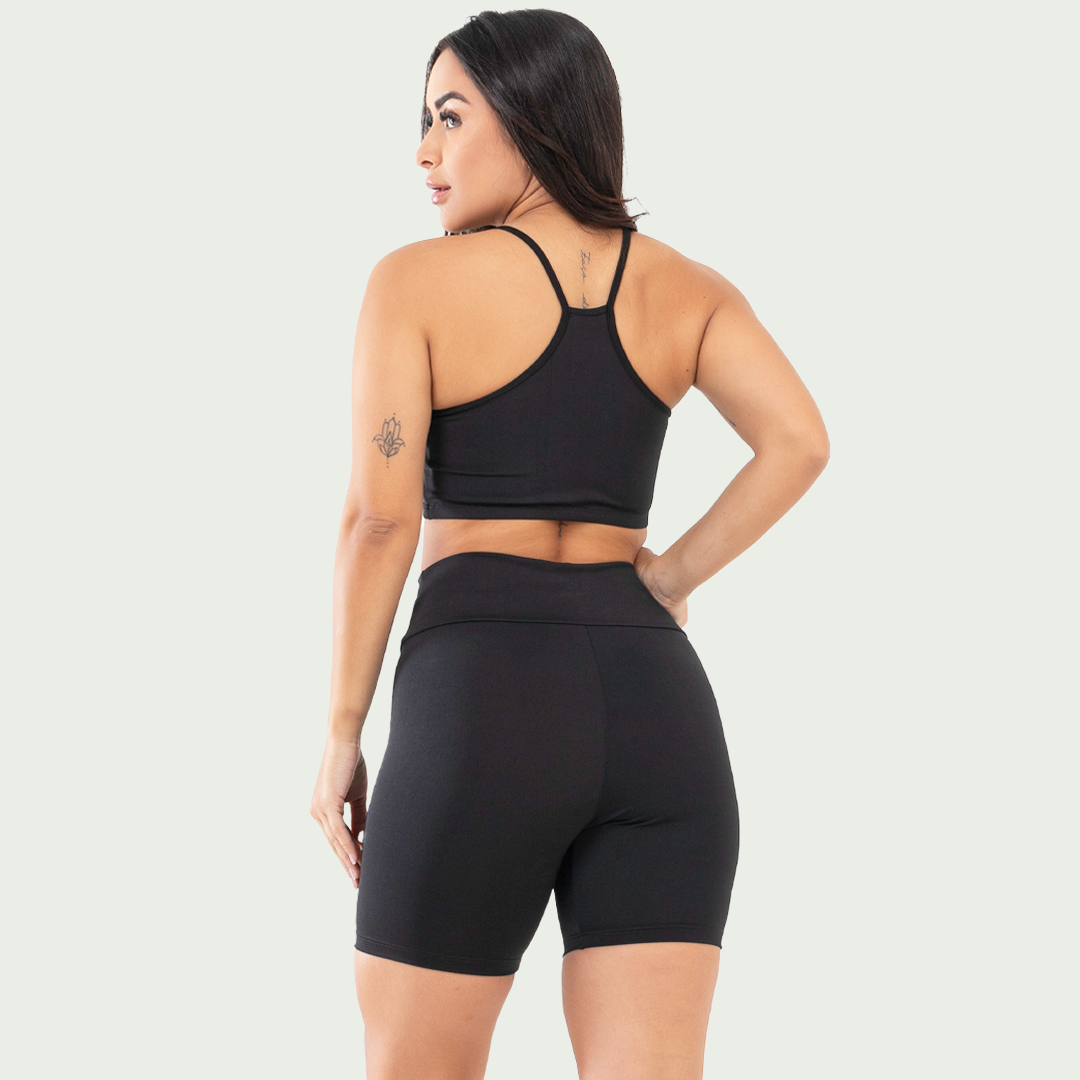 Conjunto Short e Top Nadador Básico Preto