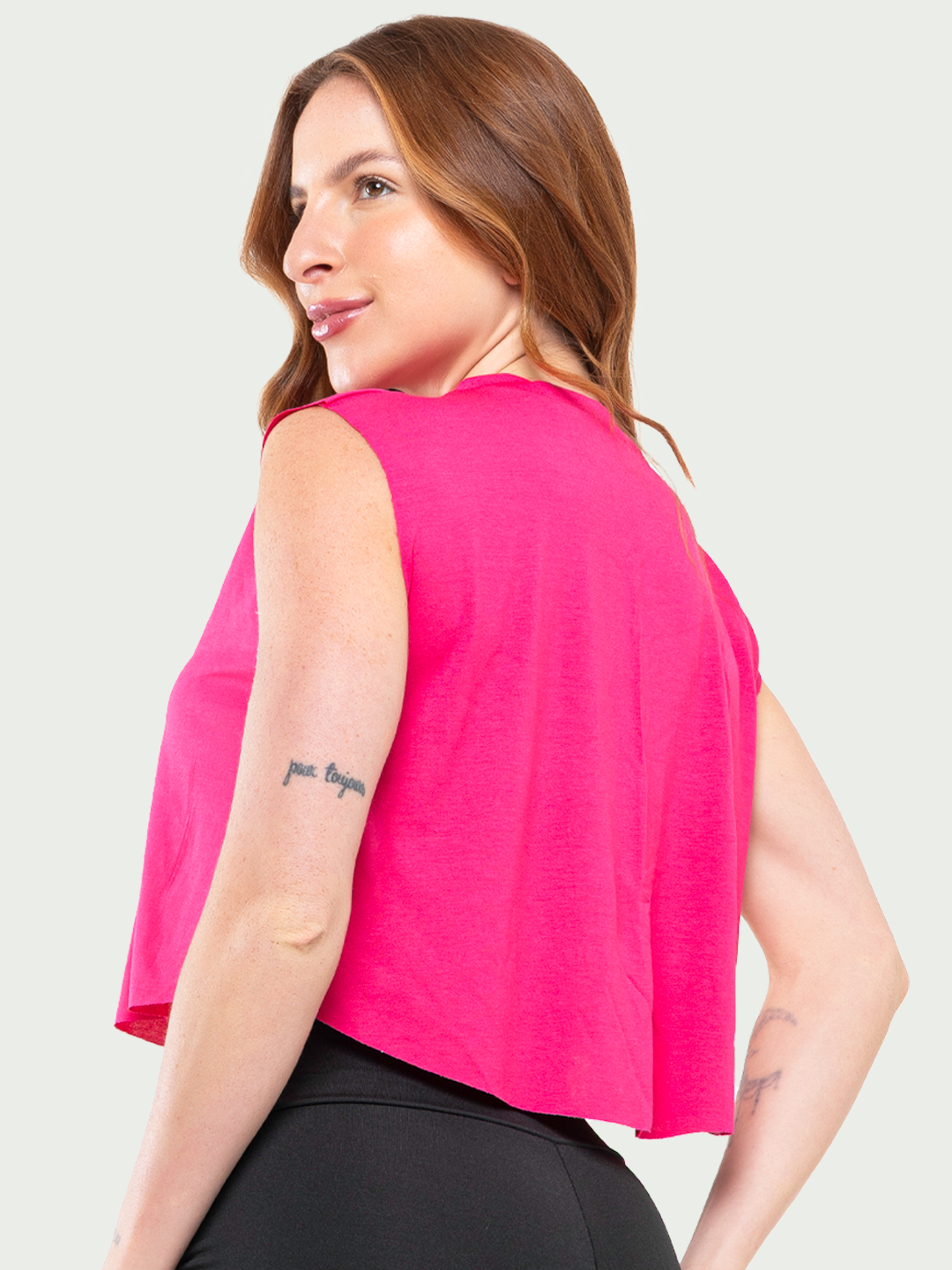 Regata Cropped Feminino Fitness Academia Rosa