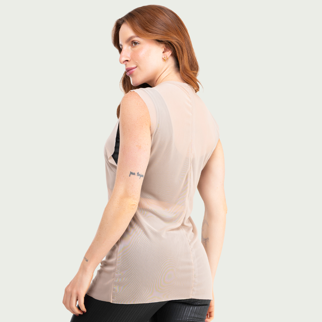 Regata Transparente Tule Feminina Nude