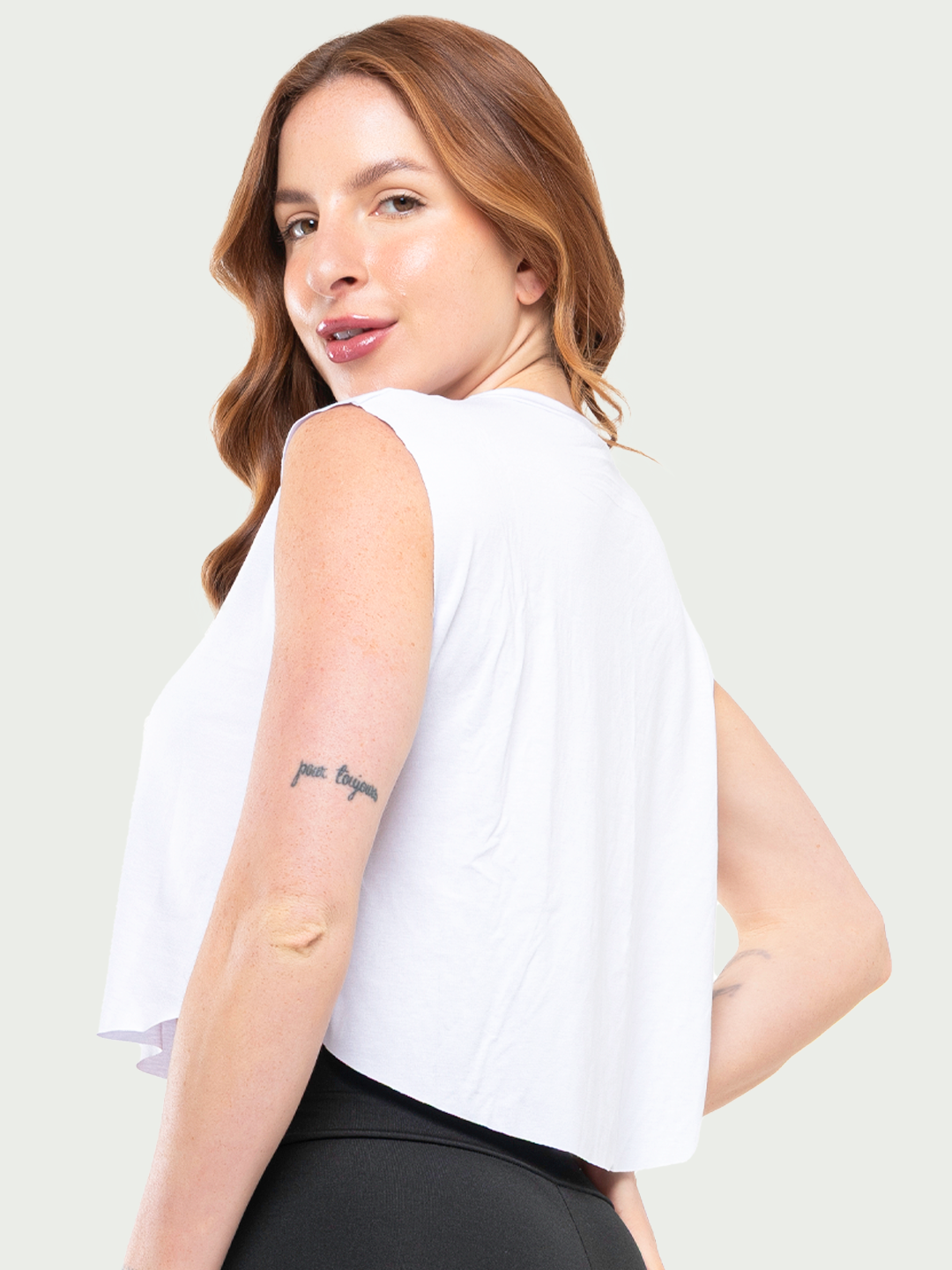 Regata Cropped Feminino Fitness Academia Branco