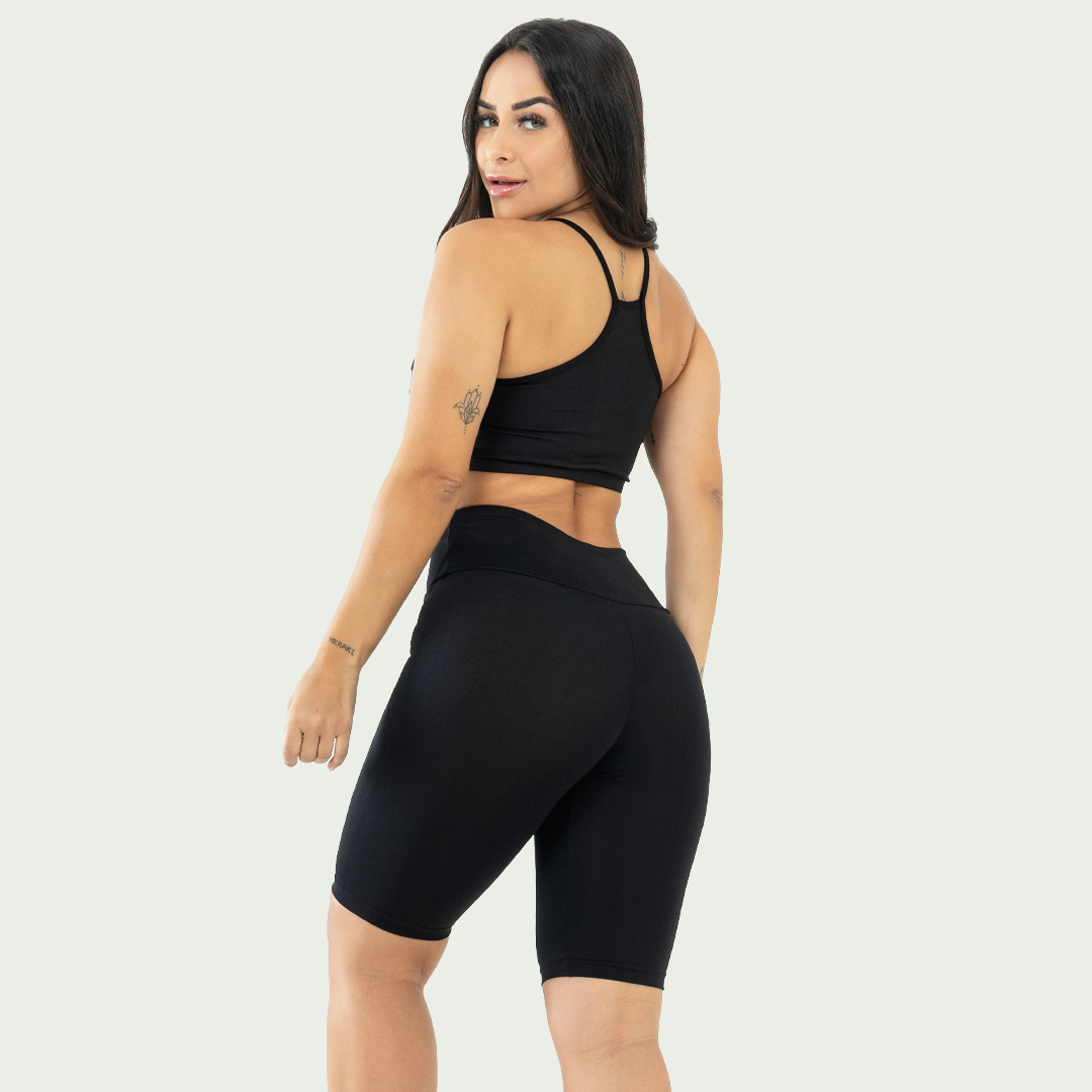Conjunto Bermuda e Top Nadador Básico Preto