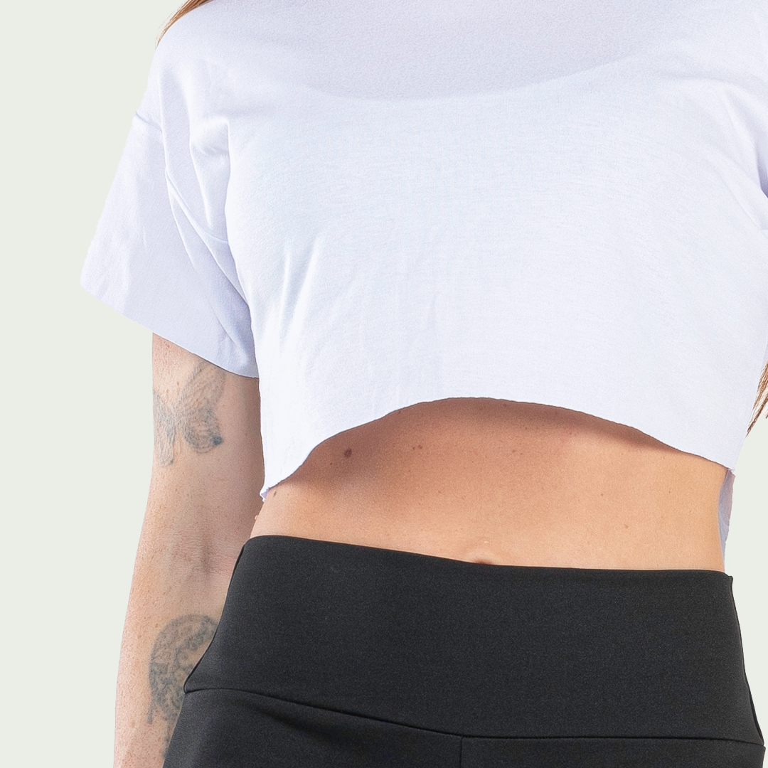 Cropped Feminino Fitness Básico Branco