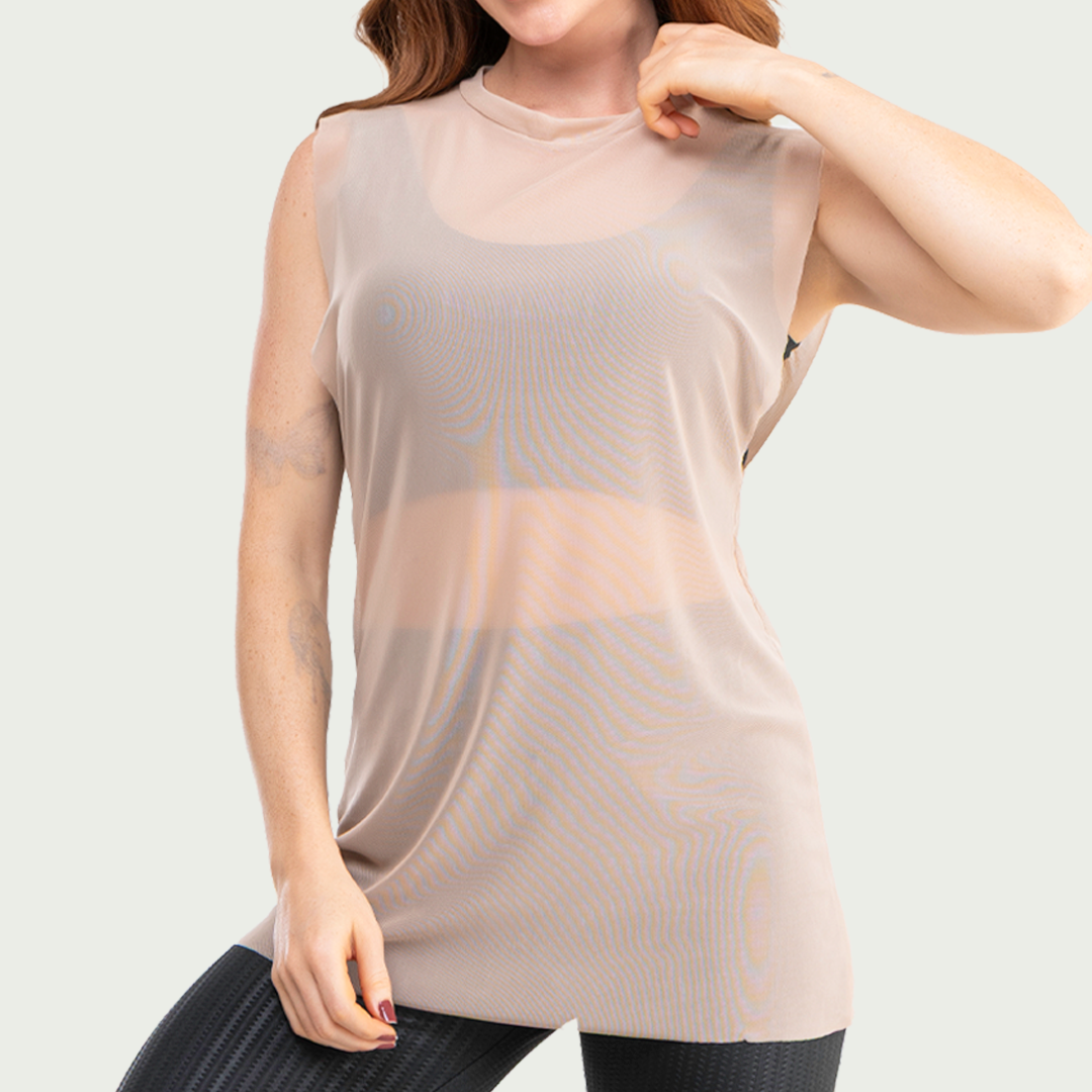 Regata Transparente Tule Feminina Nude