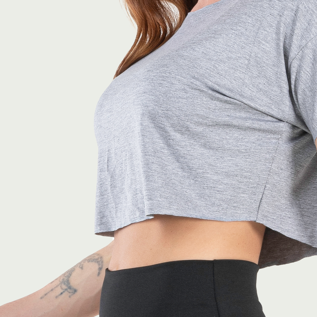 Cropped Feminino Fitness Básico Mescla