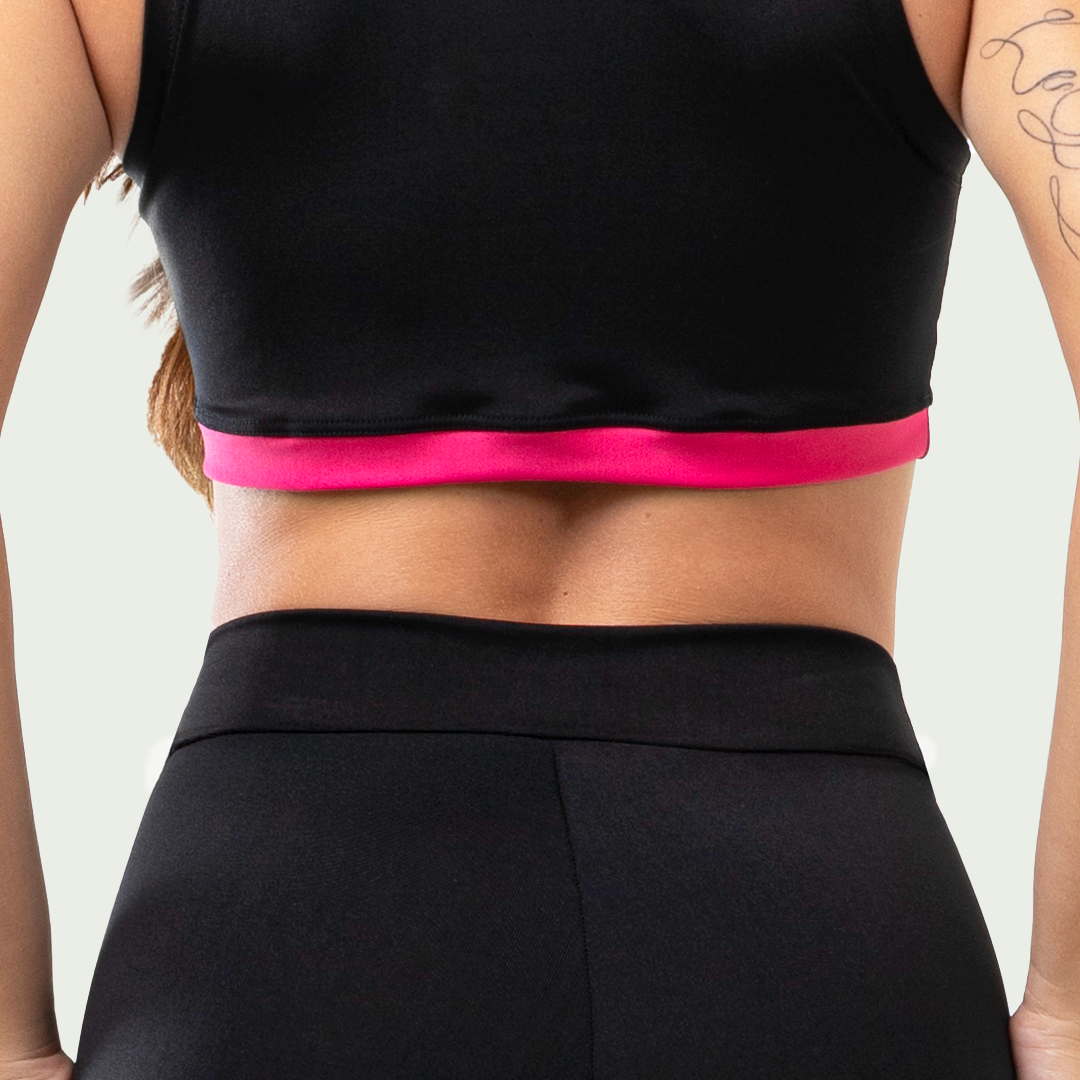 Cojunto Academia Feminino Fitness Gola Alta Rosa