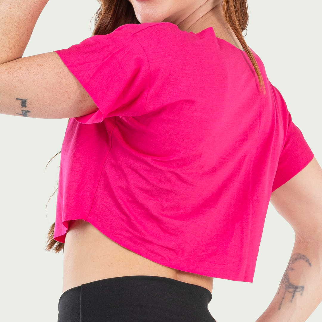 Cropped Feminino Fitness Básico Rosa