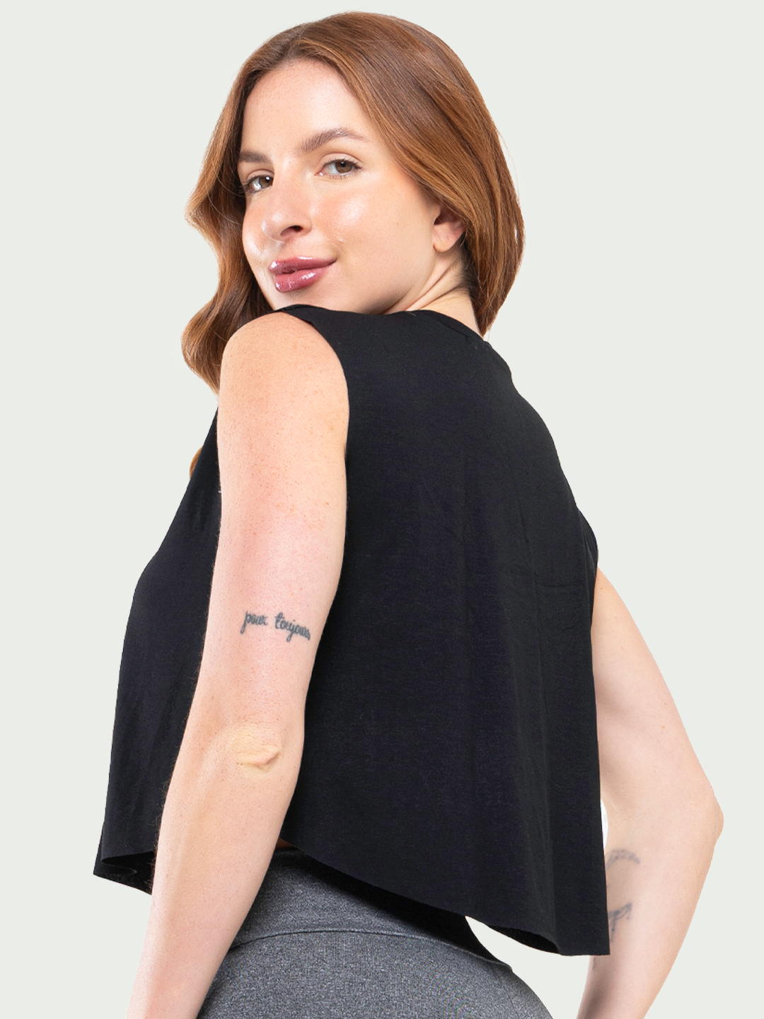 Regata Cropped Feminino Fitness Academia Preto