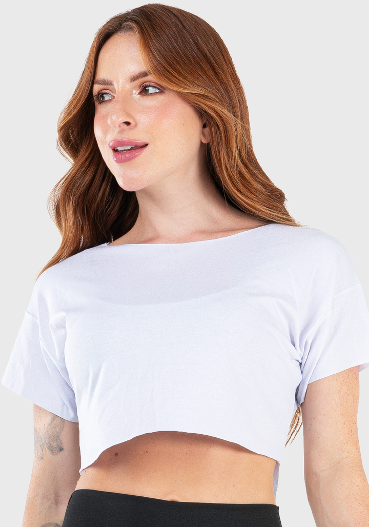 Cropped Feminino Fitness Básico Branco