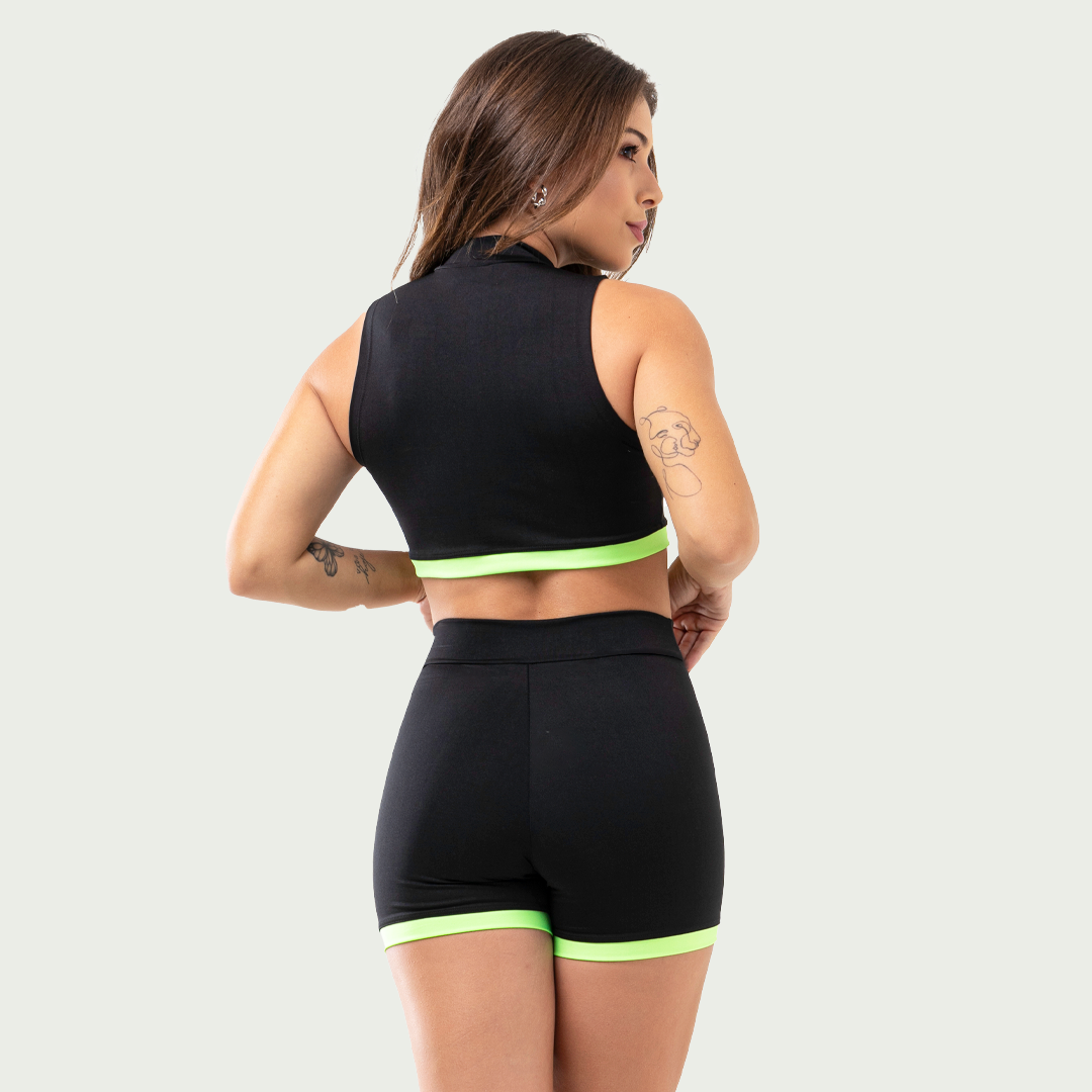 Cojunto Academia Feminino Fitness Gola Alta Verde