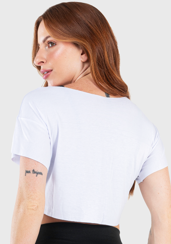 Cropped Feminino Fitness Básico Branco